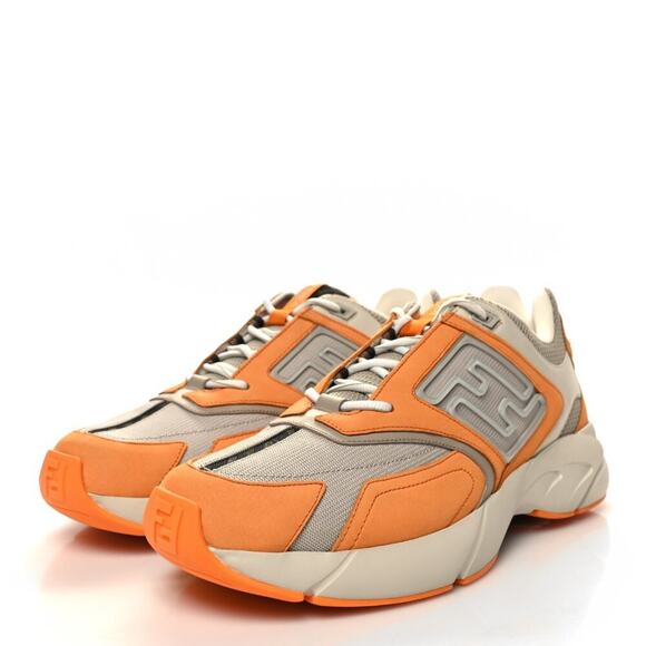 NIB$1350 FENDI FF-logo Textile Leather Runner Low-Top Chunky Sneakers 12, US 13 main image 8
